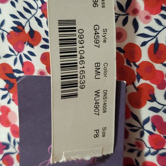 J Crew x Liberty Wiltshire Floral Berry Ruffle Hem Midi Dress Size P8 - Picture 6 of 7
